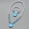 Conjunto de Colar de Pérolas Infantil Acessórios Fofos para Daminhas Pulseira de Contas Anel Brincos Amor Joias Atacado