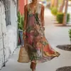 Moda Femenina Nueva Primavera/Verano Marca Independiente Europea y Americana Transfronteriza Minimalista Elegante Holgado Cuello en V Estampada Botón Diagonal Vestido Camisa G956