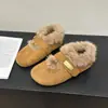 Zapatos de mujer tipo Birkenstock de suela gruesa, que aumentan la altura, forrados de peluche, nuevas botas de nieve de invierno 2026, zapatos peludos estilo Mary Jane