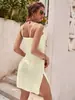 Nuevo popular transfronterizo europeo y americano para mujer, blusa de traje de baño, tela de maíz de alta elasticidad, tirante fino, estilo sexy con abertura