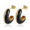 Pendientes de Acero Inoxidable Aceitado de Moda para Mujer Lujo Ligero Gama Alta Versátiles Pendientes de Botón 18K Joyería de Oreja de Moda Venta al por Mayor