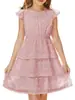 Vestido de Capas Hecho a Medida de Fábrica para Niños, Vestido de Sol de Lunares Adecuado para Edades de 6 a 15, Perfecto para el Día del Niño