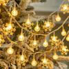 Luzes LED Cuidadosamente Selecionadas, Luzes Decorativas de Bola de Bolhas de Floco de Neve, Luzes de Fio Estreladas, Luzes de Ambiente, Luzes Solares USB Modernas, Branco Quente
