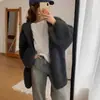 Cardigã suéter macio casual estilo coreano para mulheres, outono e inverno de 2026, peça de outer wear de malha grossa estilosa, solta e oversized