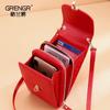 2022 Nuevo Bolso para Teléfono Móvil de Cuero Genuino para Mujer Bolso Cruzado Pequeño a la Moda Vertical Versátil Bolso para Teléfono Móvil Nuevo Mini Bolso Pequeño