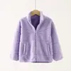 Chaqueta de forro polar para niña, nuevo estilo otoño/invierno, engrosada para abrigar, con cuello alto y cierre de cremallera, top de lana de cordero para niños, ropa para niños