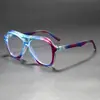 Gafas Planas Modernas de Colores Jelly con Estampado y Filtro de Luz Azul, Montura de Gafas Delgada de Doble Puente a la Moda 69105
