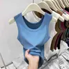Camiseta sin mangas acanalada multicolor para mujer, verano y otoño, camisola simple de cuello en U, disimula los bultos laterales, top base elástico sin mangas