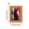Pintura al óleo de gato temática cibernética de moda transfronteriza Marco de fotos de madera Imán para refrigerador Marco dorado retro Pegatina decorativa personalizada magnética