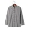 Nova Camisa Estilo Chinês Masculina Manga Longa Gola Vertical Estilo Camisa com Botão de Prato Jovem Roupa Tang Casaco Modificado Estilo Chinês