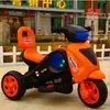 Nueva motocicleta eléctrica infantil coche de policía triciclo eléctrico coche a batería para bebés interior y exterior cochecito