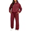 Conjunto de sudadera con capucha de color liso estilo europeo y americano, otoño e invierno, corte holgado, sin cordones, pantalones de chándal rectos de pierna ancha, popular conjunto de dos piezas