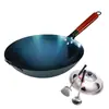 Wok Tradicional de Hierro Fondo Redondo Wok para Saltear Wok Doméstico de Hierro Saltear Wok de Hierro Forjado Sin Recubrimiento No se Pega Fácilmente al Sartén Wok Wok Curado Lote