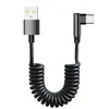 Cabo de Dados Tipo C Retrátil de Mola 120W Flash Charging Adequado para Apple 16/17 Huawei Carro Cabo de Carregamento 6A Transfronteiriço