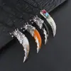 Collar Cruzado para Hombre Europeo y Americano Hip-Hop Retro Personalidad Colgante Diente de Lobo Cadena Larga para Suéter Joyería Lista para la Venta