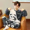 Pijama de otoño e invierno para niños, forrado de forro polar y engrosado, forro polar de coral, franela para bebés niñas, conjunto de ropa de estar a juego para niños y padres e hijos