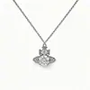 Nuevo Estilo Emperatriz Viuda Saturno Brillante Zircón Pedrería Diamante Collar Cadena Clavícula para Mujeres, Lujo Ligero Estilo Celebridad de Internet Moissanita