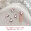 Decorações de Unhas Artísticas Tendência em Liga Rosa com Strass, Gota d'Água Brilhante, Quadrado, Coração, Borboleta, Decoração de Unha Usável com Strass