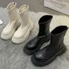 Botines Cortos para Mujer 2025 Primavera y Otoño Nuevo Moderno Versátil Cierre Trasero Plataforma Suela Gruesa Antideslizantes Botas Ajustadas Moda