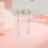 Aretes de Flor con Borla y Cierre de Rosca de Lirio del Valle para Mujer, de Moda, Frescos, Etéreos, Diseño de Flor de Cerezo, Versátiles Pendientes Estilo Bosque