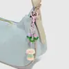 Coelho de Pelúcia Fofo e Doce Cachorro Trevo de Quatro Folhas Tulipa Laço Chaveiro Pingente de Bolsa DIY
