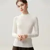 Suéter de punto fino de lana pura, ajuste ceñido, cuello alto medio para mujer, nuevo para otoño/invierno, color liso, manga larga, capa base, elegante y versátil, suéter de punto para el trabajo