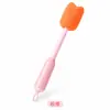 Escova de Copo com Esponja Destacável e Cabo Longo Escova de Limpeza Doméstica Três em Um Escova para Limpeza de Mamadeira Bebê Substituível Pendurada Escova