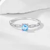 Anillo de Plata de Ley 925 Estilo Japonés Lujo Ligero Zircón Aguamarina para Mujer, Joyería de Anillo de Gama Alta Transfronteriza Europea y Americana Estilo Ins