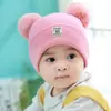 Sombrero para Bebés Niños y Niñas de 0-3-6-12 Meses Otoño e Invierno Cálido de Lana Sombrero Infantil Sombrero de Punto Bufanda Juego de Dos Piezas
