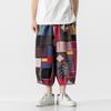 Verano 2023 Nuevo Talla Grande Estilo Japonés Pantalones de Flores Algodón y Lino Pantalones 7/8 Estilo Chino para Hombre Sueltos Playa Casual
