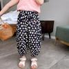 Calça de Praia Infantil Vintage Floral Calça de Sol de Verão Calça Versátil Anti-mosquito Meninas Verão Estampada Cintura Média-Alta