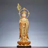 Nuevo modelo de estatua de Ksitigarbha de pie con forma de loto hecha de resina, estatua de Ksitigarbha calvo de pie de alta gama para uso doméstico, adorno de Bodhisattva Ksitigarbha vestido de rojo y bañado en oro, venta al por mayor