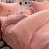 Conjunto de Quatro Peças de Veludo Leite Dupla Face Grau Mãe e Bebê Outono e Inverno Alta Gramatura Quente Capa de Edredom Antiestático Antiderrapante Para Roupa de Cama