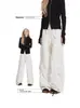 Pantalones Cargo de Bolsillo con Pliegues Estilo Americano para Mujer, Temporada de Primavera y Otoño, Cintura Alta Pierna Ancha Estilo Hip-Hop Streetwear Pantalones de Nicho