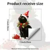 Adesivo de parede fofo de gato preto com chapéu pontudo vermelho e bolinhas aquareladas de Natal, adesivo decorativo de parede autoadesivo e removível