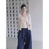 Cardigã de tricô redondo estilo francês para mulheres, novo top fino casual versátil de manga longa para o verão de 2026