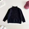 Valle del Viento 2026 Otoño Nuevo Estilo Coreano Suéter Cardigan Cálido Ajuste Relajado Primavera y Otoño Suéter Chaqueta de Cuello Alto para Niños