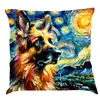 Amazon deseo transfronterizo nuevo creativo pintura al óleo funda de almohada de perro cojín de asiento de coche cojín impreso