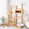 Marco de escalada para gatos de madera maciza de pino, casa grande para gatos, plataforma de salto multicapa, juguete para gatos, castillo para gatitos, marco de escalada para gatos con postes de madera maciza