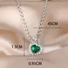 Collar de Corazón de Océano Platino Esmeralda Amor Europeo y Americano de Amazon Atmosférico Noble Versátil Collar de Lujo Ligero