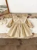 Vestido de Encaje con Lazo y Cuello Solapa Estilo Coreano para Niñas, Vestido Estilo Muñeca para Niños, Elegante Vestido de una Pieza, Ropa de Abrigo para Primavera y Otoño