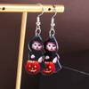 Pendientes acrílicos con forma de calabaza, fantasma y gato con dibujos animados de Halloween para mujer