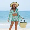 Mingyi Moda Nueva Sexy Bikini Europeo y Americano BIKINI Traje de Baño de Tres Piezas para Mujer Multicolor Estampado de Alta Gama