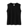 Hilo de spandex de 230 g, 92 % algodón, 8 % spandex, camiseta sin mangas para mujer, casual, cómoda, versátil, con diseños estampados y bordados
