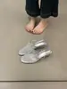 Pantuflas de Media Punta Cerradas Transpirables de Malla Estilo Francés para Mujer, Sandalias de Tejido Hueco, Mocasines Versátiles de Moda