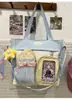 Estilo Japonês Ins Novo de Alto Valor Cores Frescas Doces Color Block Bolsa para Aulas Leve de Viagem Bolsa Tote de Grande Capacidade