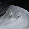 Aretes de Símbolo Entrelazado en Forma de X Pequeños Nueva Moda Redondos Pequeños Aro para la Oreja Diseño de Nicho Diamante Flash Zircón Cruz Hebilla para la Oreja