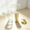 Frasco de plástico PET transparente dourado redondo de camada dupla de 75ml para produtos de saúde, cápsulas, comprimidos, cordyceps e ginseng