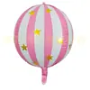 Globo de Papel de Aluminio Redondo Rayado de Estrella de Cinco Puntas 4D de Nuevo Modelo Transfronterizo de 22 Pulgadas para Fiesta de Cumpleaños y Decoración de Centro Comercial