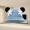 Nuevo sombrero de pescador para mujer con diseño de caricatura de Mickey, sombrero de estudiante lindo y divertido, versión coreana con orejas, sombrero tipo cubo versátil y moderno